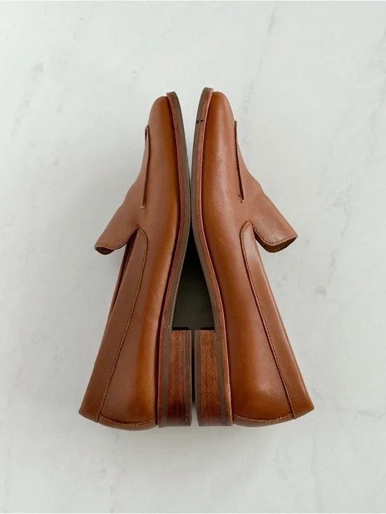 Aerosoles Brown Leather Loafers 7.5 Slip On Flat Classic Minimal - Picture 3 of 9